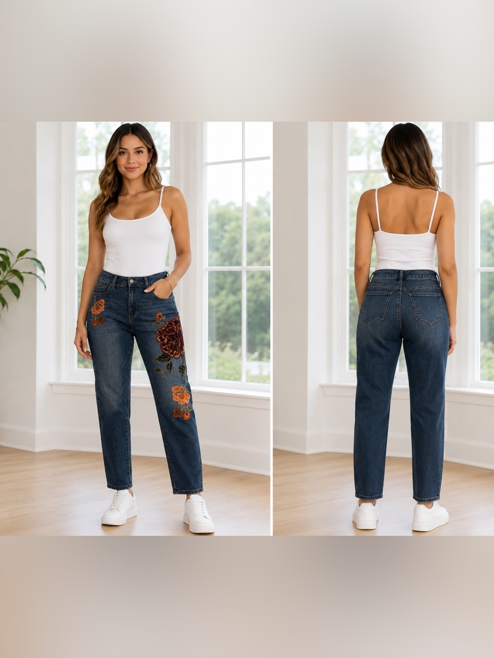 Chico's Jeggings Embroidered Floral Stretch Ankle Boho Jeans size 0.5/6P